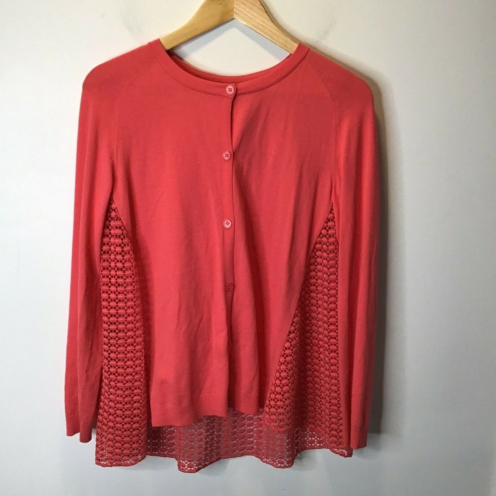 Lafayette 148 Button Front Cardigan W/ Mesh Opene… - image 1